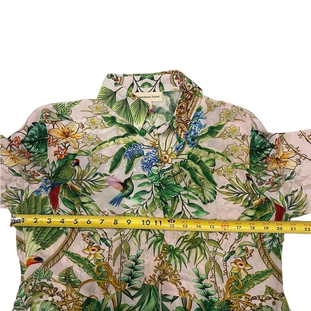 jayshree dalal Tropical Silk Blend Long Shirt Dress Sz:L - Picture 9 of 11